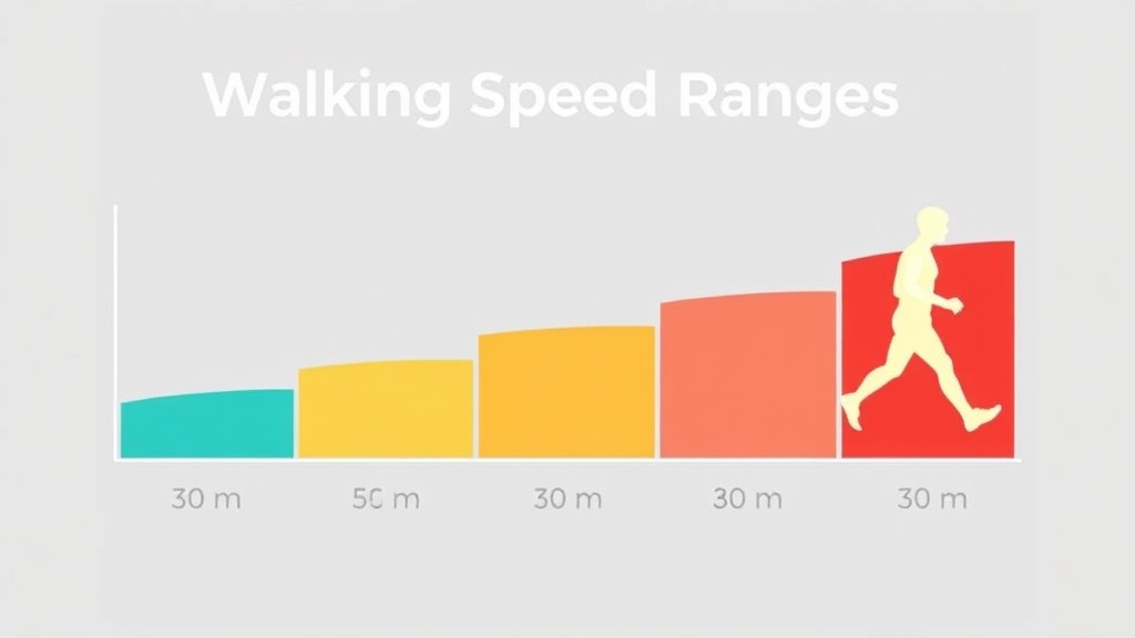 보행 속도 구간을 다섯 단계로 구분한 시각적 다이어그램